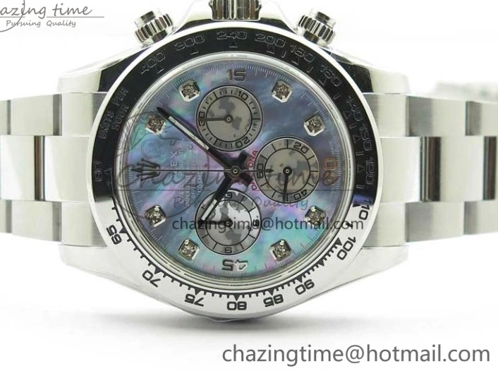 MiroTime 0319 TechFriendly Daytona 116520 SS UBF Best Edition Ice Blue MOP Crystal Markers Dial on SS Bracelet A 2938